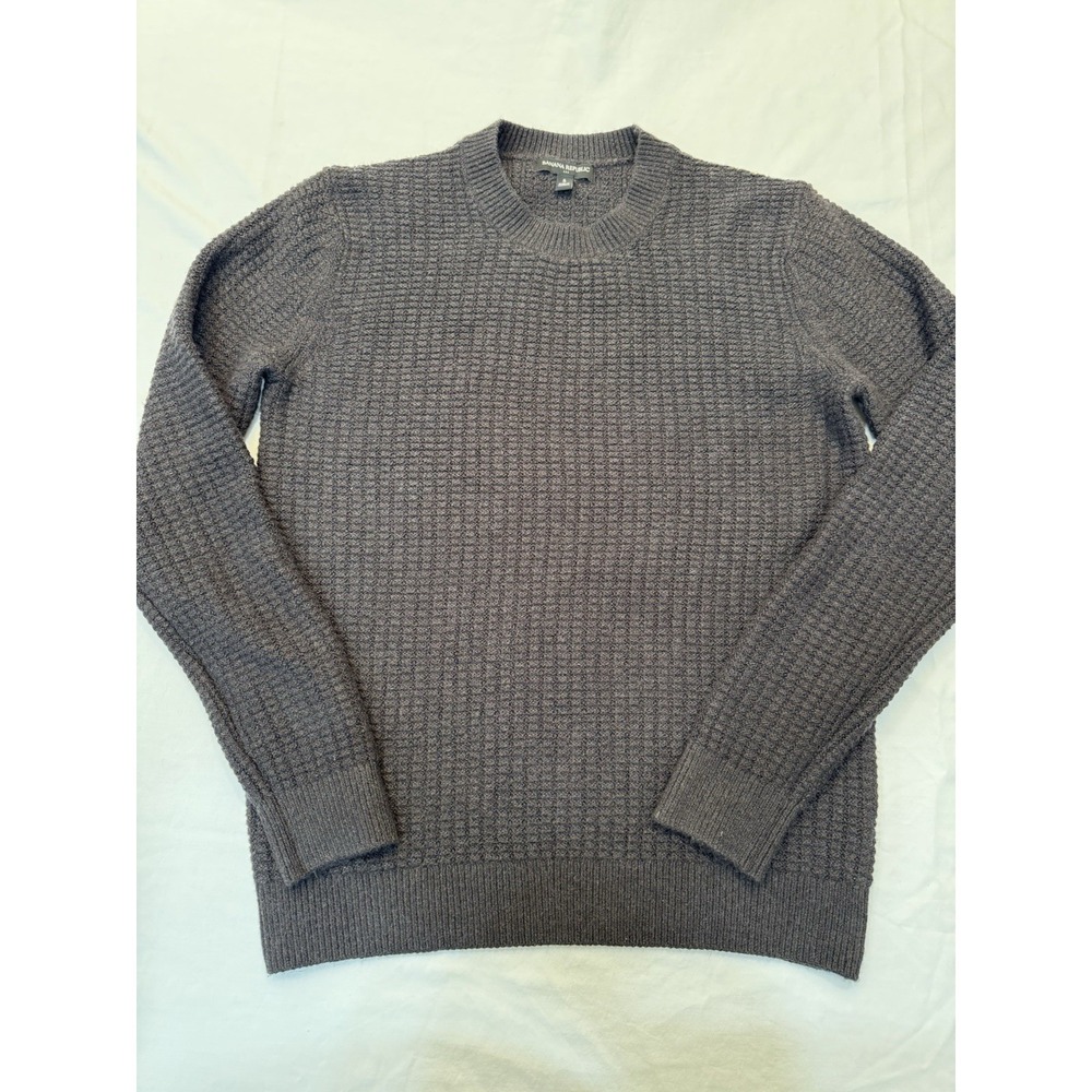 Banana Republic Factory Men's Sz S Cozy Waffle Texture Sweater Charcoal Crewneck